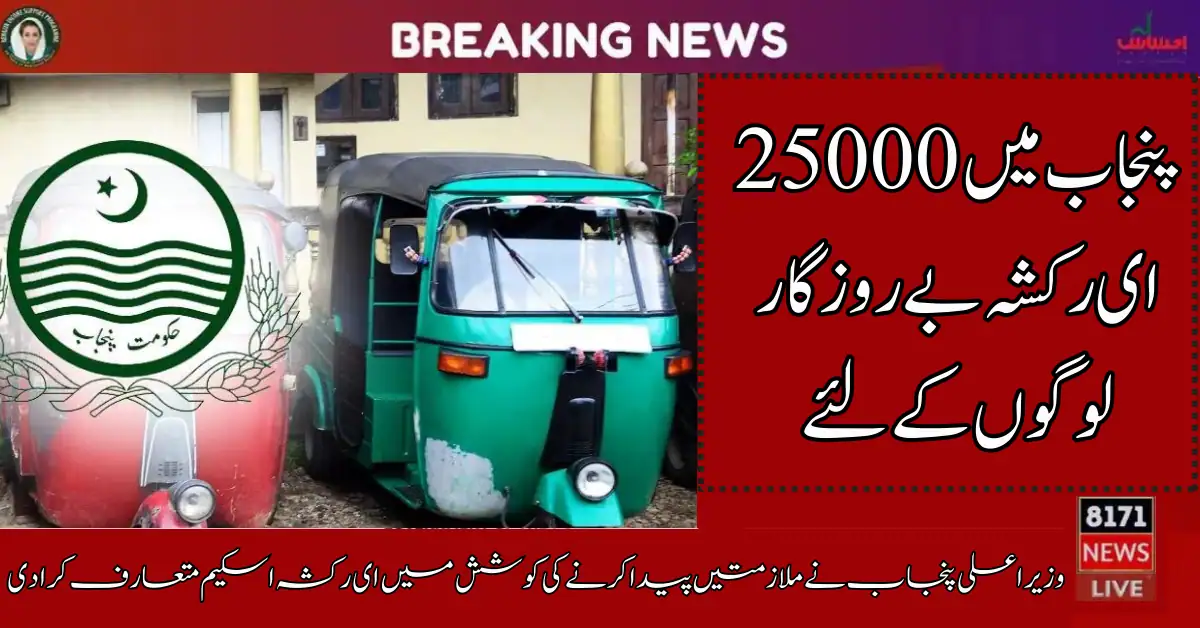 Punjab Rozgar e-Rickshaw Scheme 2024 Apply Online